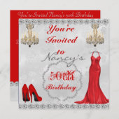 Chic 50th Design BLING Birthday Invitation Kaart (Voorkant / Achterkant)