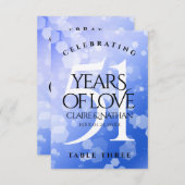 Chic 51st Sapphire Wedding Jubileum Table Kaart (Voorkant / Achterkant)
