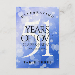 Chic 51st Sapphire Wedding Jubileum Table Kaart