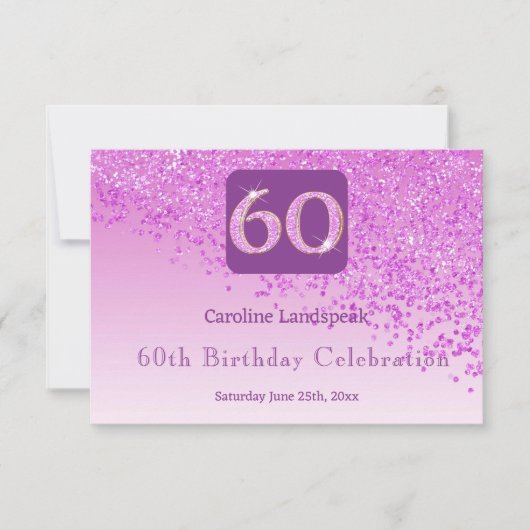Chic 60 Anniversaire Parties scintillant rose RSVP (Devant)