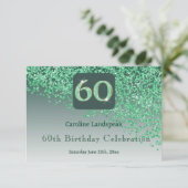 Chic 60 Birthday Green Glitter RSVP (Staand voorkant)