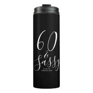 Chic 60 Sassy Zwart Wit Naam 60e Verjaardagscadeau Thermosbeker