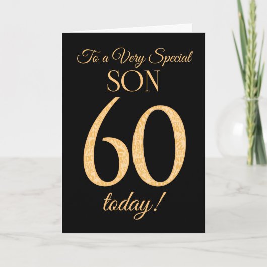 Chic 60e Gold-effect op Black, voor Son Birthday Kaart (Voorkant)