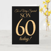 Chic 60e Gold-effect op Black, voor Son Birthday Kaart (Gele Bloem)