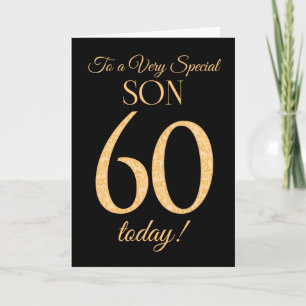 Chic 60e Gold-effect op Black, voor Son Birthday Kaart