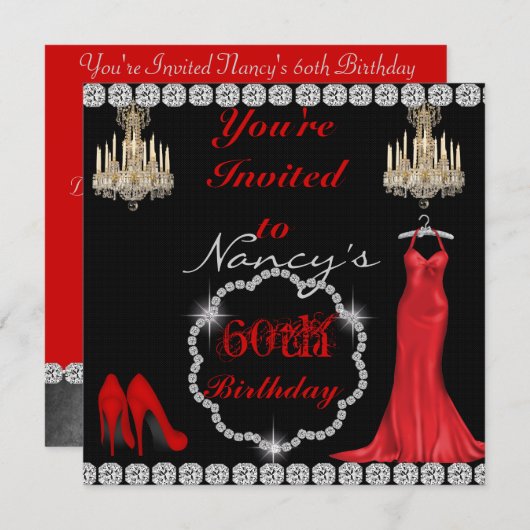 CHIC 60e Invitation d'anniversaire de conception V (Devant / Derrière)