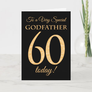 Chic 60th Gold-effect op Black, Godfather Birthday Kaart