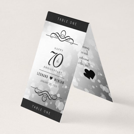 Chic 70e Mariage Platinum Anniversaire Cartes de t (Front)
