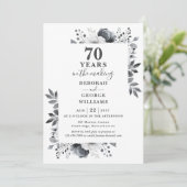 Chic 70ste bruiloft Jubileum Monogram Bloemen Kaart (Staand voorkant)