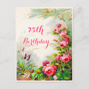 Chic 75e Verjaardag Victoriaans Rozen Cottage Gard Kaart