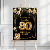 Chic 80e verjaardag Gift Bag Gold Sparkle Theme Medium Cadeauzakje