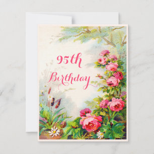 Chic 95th Birthday Victoriaans Rozen Cottage Garde Kaart