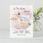 Chic 'A New Chapter Awaits' QR Code Bridal Shower Kaart (Staand voorkant)