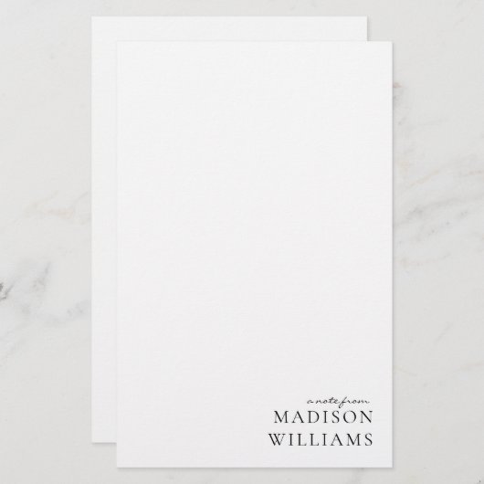 Chic A Note From Script Typography Stationery Briefpapier (Voorkant / Achterkant)