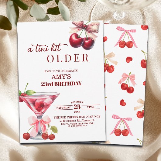 Chic A Tini Bit Older Cherry Martini 23rd Birthday Kaart