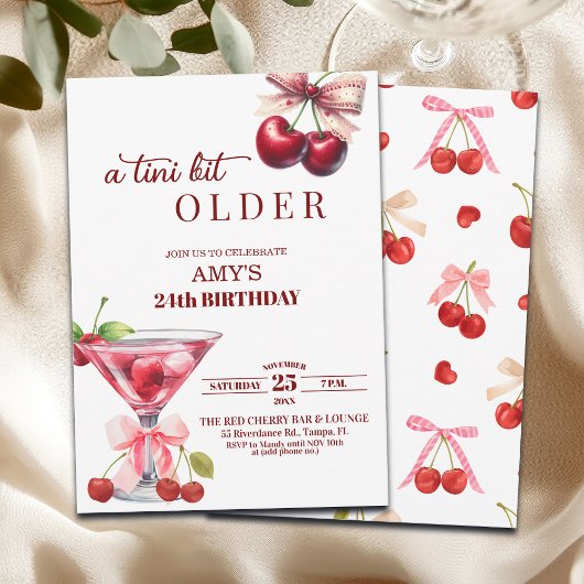 Chic A Tini Bit Older Cherry Martini 24th Birthday Kaart