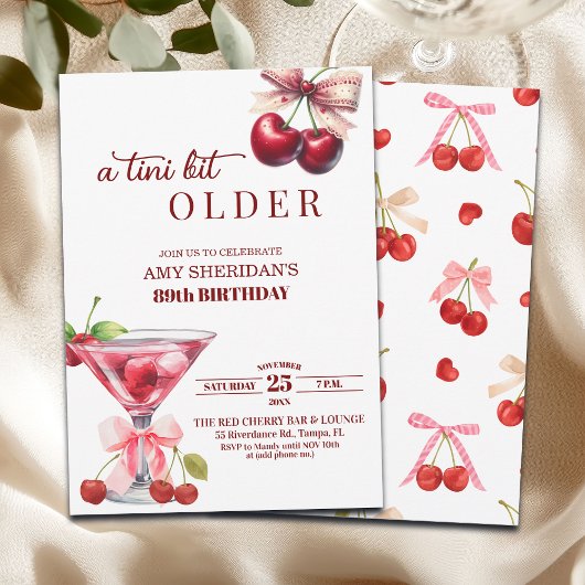 Chic A Tini Bit Older Cherry Martini 89th Birthday Kaart