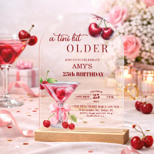 Chic A Tini Bit Older Kersen Martini 25e Verjaarda Acryl Uitnodigingen