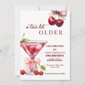 Chic A Tini Bit Ouder Cherry Martini 30e Verjaarda Save The Date (Voorkant)