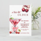 Chic A Tini Bit Ouder Cherry Martini 30e Verjaarda Save The Date (Staand voorkant)