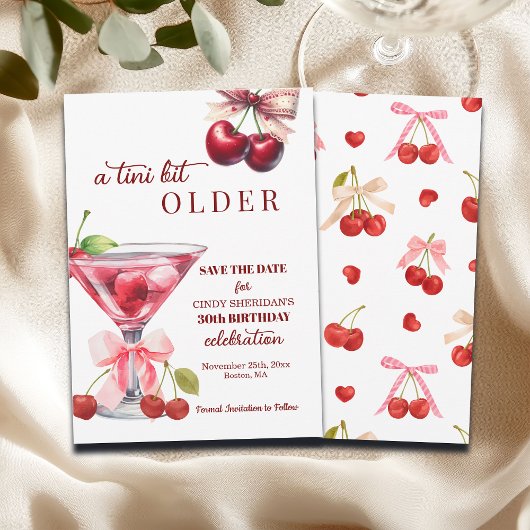 Chic A Tini Bit Ouder Cherry Martini 30e Verjaarda Save The Date