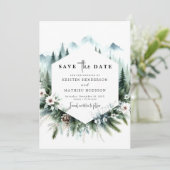 Chic aangepaste berg bruiloft save the date (Staand voorkant)