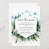 Chic aangepaste berg bruiloft save the date (Voorkant / Achterkant)