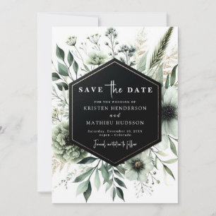 Chic Aardige Waterverf Sage Green Wedding Save The Date