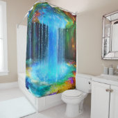 Chic Abstact Blue Cascade rideau de douche (En situation)