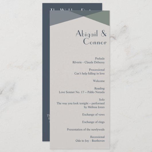 Chic Abstract Geometric Sage Navy Dusty Blue Programma (Voorkant / Achterkant)