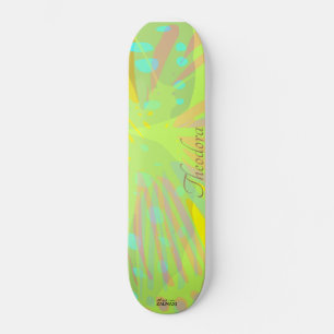 Chic Abstract Gold Butterfly Yellow Violet Patroon Skateboard