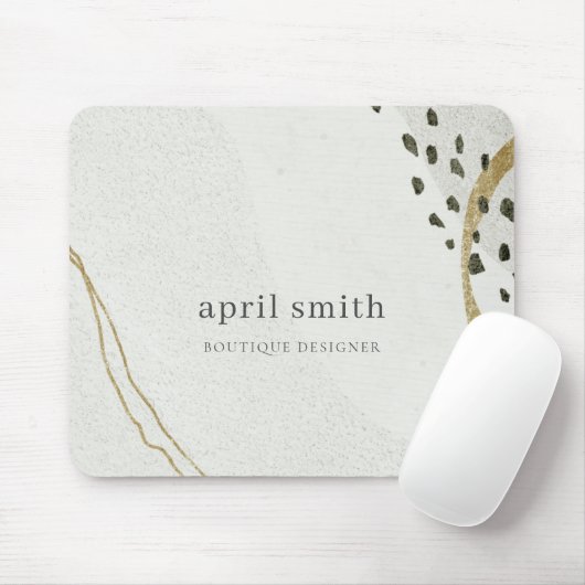 Chic Abstract Ivory Gold Grey Stone Texture Muismat (Met muis)