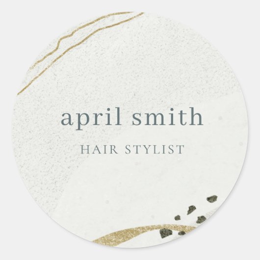 Chic Abstract Ivory Gold Grey Stone Texture Ronde Sticker (Voorkant)