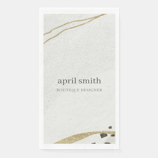 Chic Abstract Ivory Gold Grey Stone Texture Servet (Voorkant)