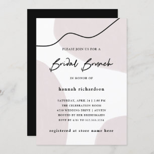 Chic Abstract neutraal   Waterverf Bridal Brunch Kaart