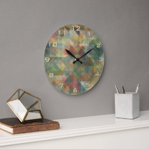 Chic Abstract Retro Triangles Mosaic Pattern Grote Klok
