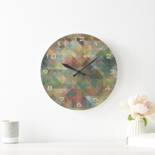 Chic Abstract Retro Triangles Mosaic Pattern Grote Klok