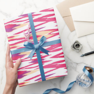 Chic abstract roze waterverf ikatroon cadeaupapier
