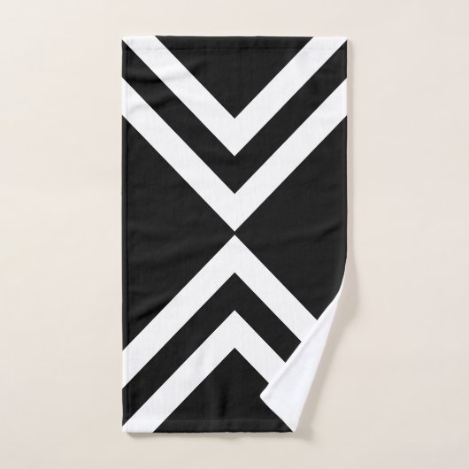 Chic Abstrait noir & blanc rayé (Serviette à main)
