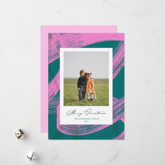 Chic Abstrait Paint Noël Carte photo (Devant/Arrière en situation)