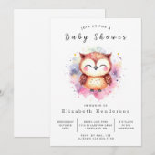 Chic afdrukbare uil Baby shower Kaart (Voorkant / Achterkant)
