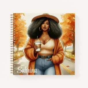 Chic Afro-Amerikaanse vrouw herfst Herfst Notitieboek