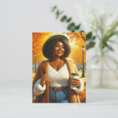 Chic Afro-Amerikaanse vrouw Thanksgiving | Herfst Briefkaart (Staand voorkant)