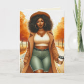 Chic Afro-Amerikaanse vrouw Thanksgiving | Herfst Kaart (Voorkant)