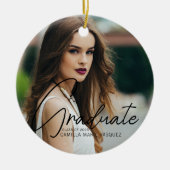 Chic Afstudeercadeau 2 Foto Script Overlay Kerstmi Keramisch Ornament (Voorkant)