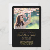 Chic Afstuderen 2 Photo Gold Pet Script op zwart Aankondiging (Achterkant)