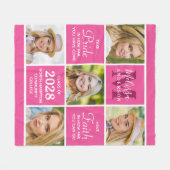 Chic Afstuderen 5 Foto Collage Roze Afstuderen Fleece Deken (Voorkant (Horizontaal))