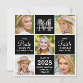 Chic Afstuderen 5 foto Monogram zwart Afstuderen Aankondiging (Voorkant)