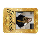 Chic Afstuderen Foto Gouden Sparkle 2025 Afstudere Magneet (Horizontaal)