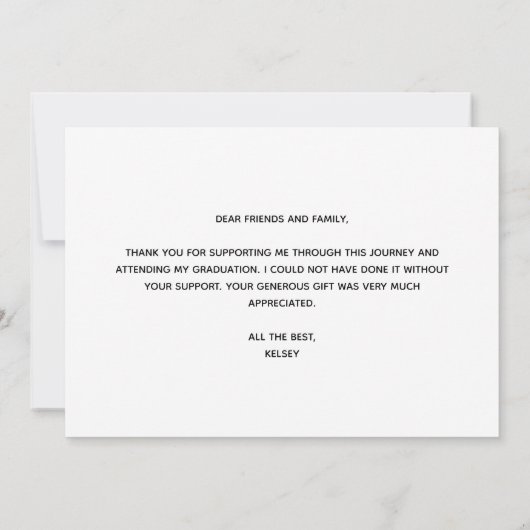 Chic Afstuderen foto Modern Custom Afstuderen Bedankkaart (Achterkant)